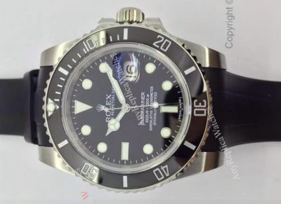 NEW UPGRADED Replica Rolex Submariner Date Watch: SS Black Rubber strap